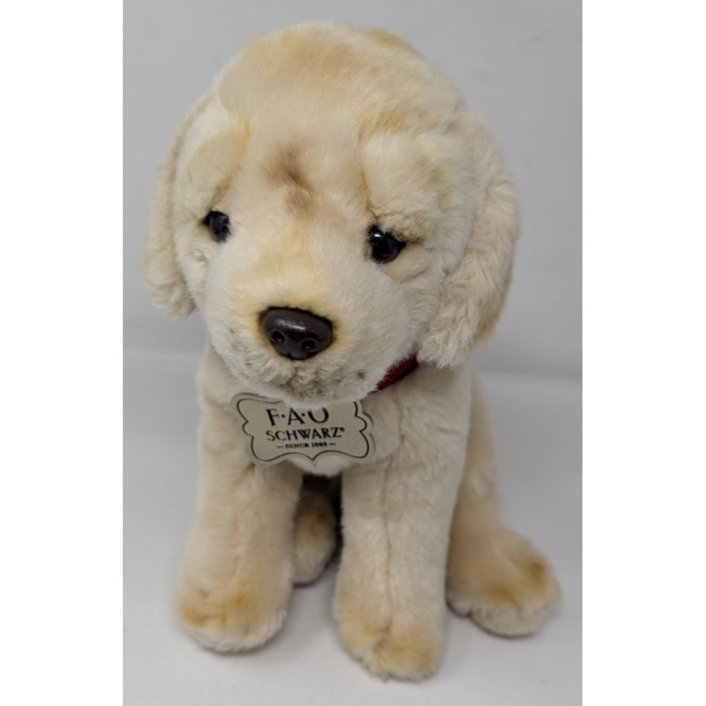 FAO SCHWARZ 10" Labrador Lab Golden Retriever‎ Puppy Dog Realistic Stuffed Plush